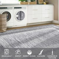 Garvee Bordered Grey 2x6 Modern Bordered Runner Rug Soft Non Slip Runner Washable Non Shedding Floor Carpet, Distressed Geometric Hallway Runner, Indoor Printed Runner for Kitchen, Entrance