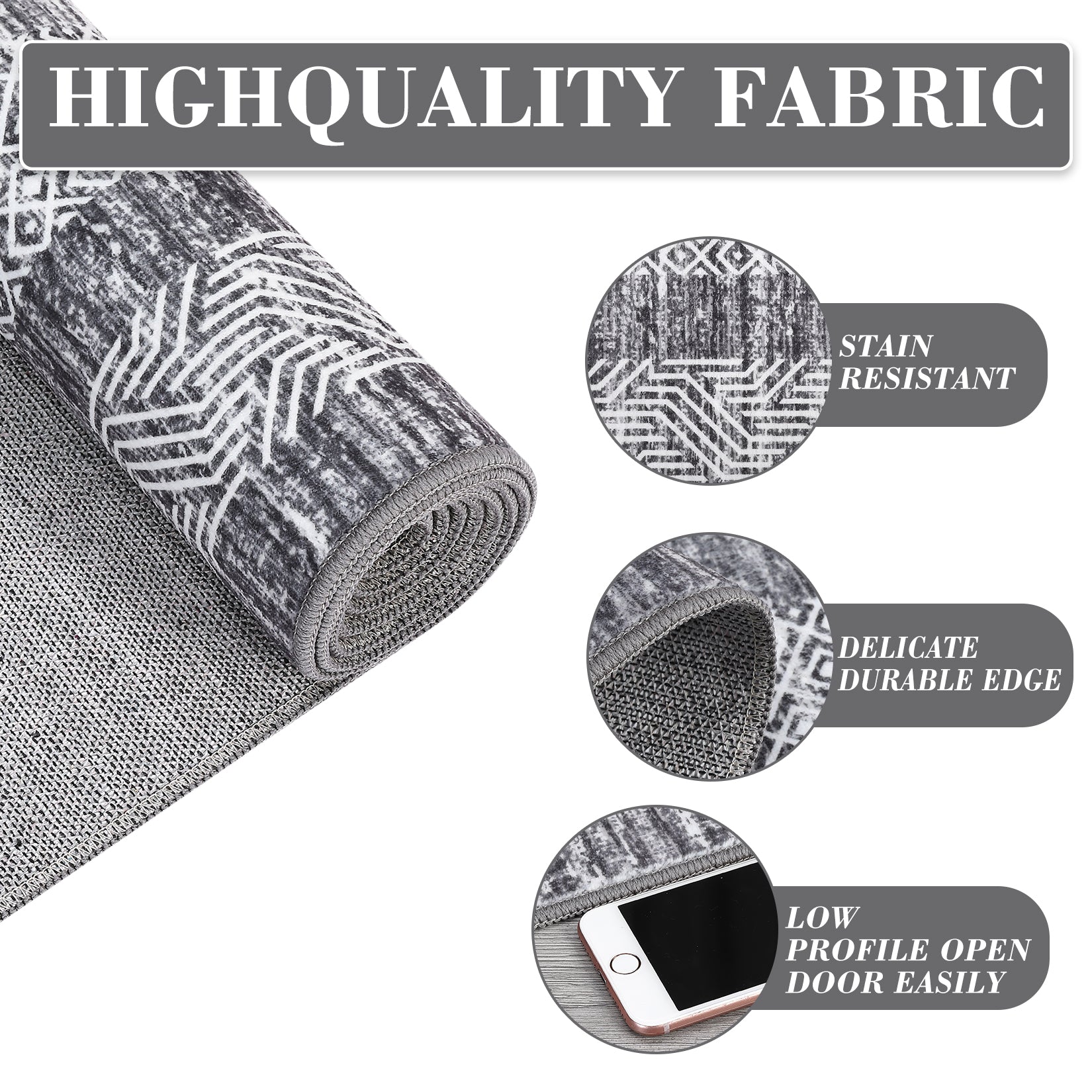 Garvee Bordered Grey 9x12 Large Area Distressed Modern Rug Soft Non Shedding Floor Carpet, Geometric Rug, Washable Non Slip Rug, Low Pile Indoor Area Rug for Living Room, Bedroom