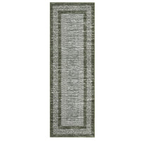 Garvee Bordered Green 2x6 Runner Modern Rug Soft Non Slip Runner Washable Non Shedding Floor Carpet, Distressed Geometric Hallway Runner, Indoor Printed Runner for Kitchen, Entrance