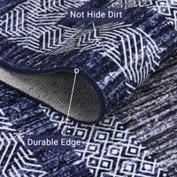 Garvee Bordered Blue 2x6 Modern Runner Rug Soft Non Slip Runner Washable Non Shedding Floor Carpet, Distressed Geometric Hallway Runner, Indoor Printed Runner for Kitchen, Entrance, Blue
