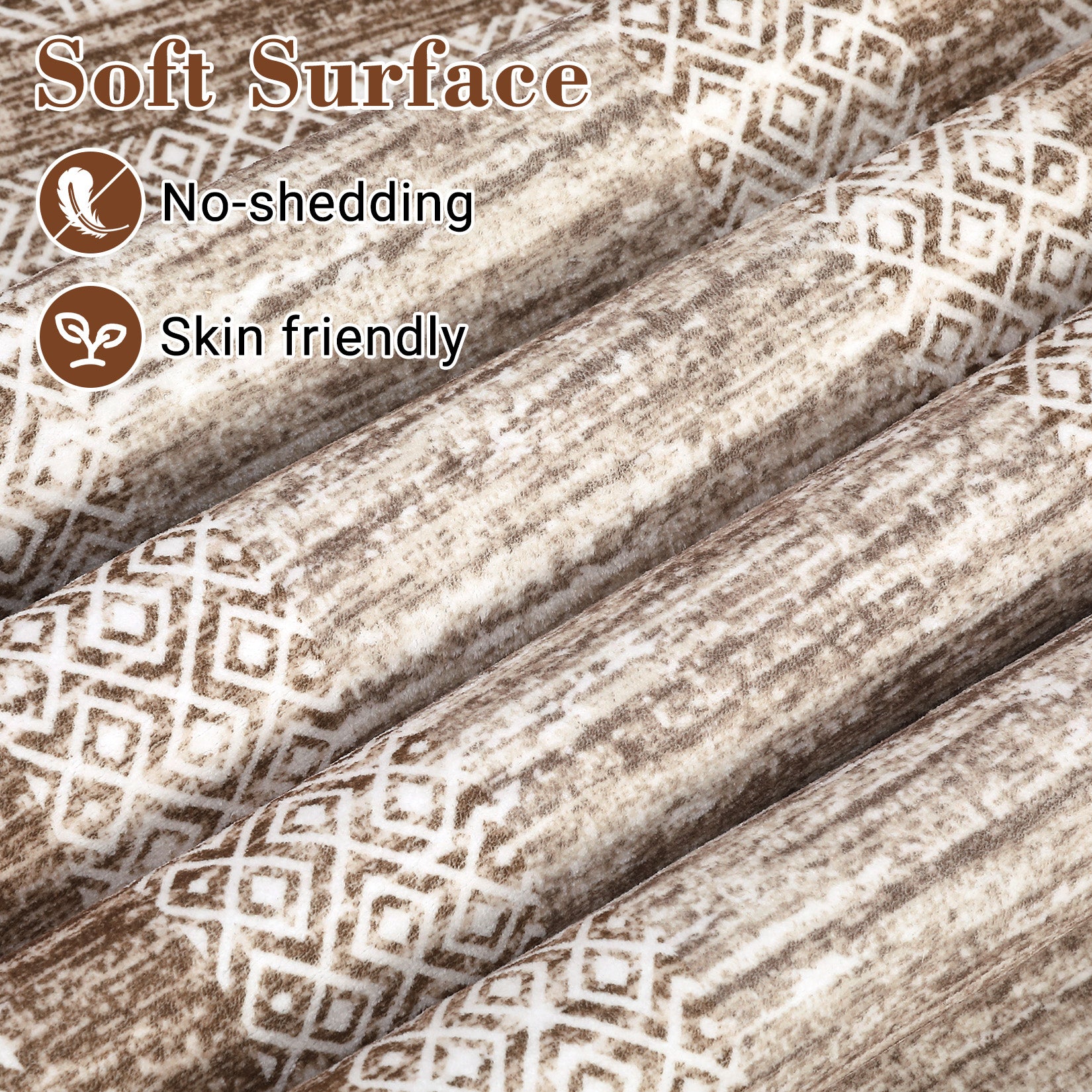 Garvee Bordered Brown 10x13 Large Washable Geometric Area Rug Non Slip Non Shedding Floor Carpet, Modern Bordered Rug, Distressed Blue Rug, Indoor Printed Rug for Living Room, Bedroom, Office