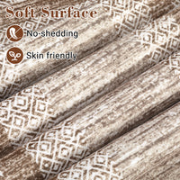 Garvee Bordered Brown 9x12 Large Modern Area Rug Distressed Rug Soft Non Shedding Floor Carpet, Geometric Rug, Washable Non Slip Rug, Low Pile Indoor Area Rug for Living Room, Bedroom
