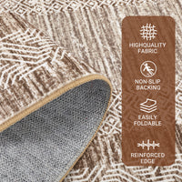 Garvee Bordered Brown 9x12 Large Modern Area Rug Distressed Rug Soft Non Shedding Floor Carpet, Geometric Rug, Washable Non Slip Rug, Low Pile Indoor Area Rug for Living Room, Bedroom