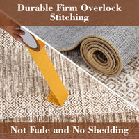Garvee Bordered Brown 2x6 Modern Runner Rug Soft Non Slip Runner Washable Non Shedding Floor Carpet, Distressed Geometric Hallway Runner, Indoor Printed Runner for Kitchen, Entrance