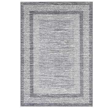 Garvee Bordered Grey 8x10 Large Washable Area Rug Modern Rug Distressed Geometric Floor Carpet, Soft Non Slip Rug, Low Pile Non Shedding Rug, Indoor Gray Rug for Bedroom, Living Room