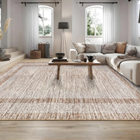 Garvee Bordered Brown 9x12 Large Modern Area Rug Distressed Rug Soft Non Shedding Floor Carpet, Geometric Rug, Washable Non Slip Rug, Low Pile Indoor Area Rug for Living Room, Bedroom