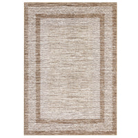 Garvee Bordered Brown 9x12 Large Modern Area Rug Distressed Rug Soft Non Shedding Floor Carpet, Geometric Rug, Washable Non Slip Rug, Low Pile Indoor Area Rug for Living Room, Bedroom
