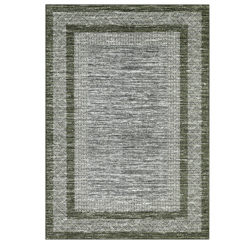 Garvee Bordered Green 9x12 Modern Area Distressed Rug Soft Non Shedding Floor Carpet, Geometric Rug, Washable Non Slip Rug, Low Pile for Living Room, Bedroom