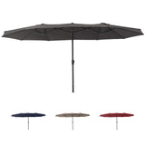 Garvee 15x9 Ft Large Patio Umbrellas,Patio Double-Sided Umbrella With Base and Crank,Outdoor Rectangle Market Umbrella for Patio, Lawn & Garden and Poolside,Dark Grey - Dark Grey