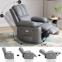 Garvee 27" Width Electric Power Oversized Rocker Swivel Recliner Chair, USB Charger Lazy Boy for Adults, w/Vibrating Massage and Heating, 1.5X Sponge Filling for Living Room, Bedroom and Nursery