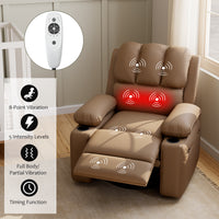 Garvee 27” Width Electric Power Oversized Rocker Swivel Recliner Chair, USB Charger Lazy Boy for Adults, w/ Vibrating Massage and Heating, 1.5x Sponge Filling for Living Room, Bedroom and Nursery