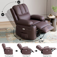 Garvee 27" Width Electric Power Oversized Rocker Swivel Recliner Chair, USB Charger Lazy Boy for Adults, w/Vibrating Massage and Heating, 1.5X Sponge Filling for Living Room, Bedroom and Nursery