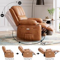 Garvee 27" Width Electric Power Oversized Rocker Swivel Recliner Chair, USB Charger Lazy Boy for Adults, w/ Vibrating Massage and Heating, 1.5x Sponge Filling for Living Room, Bedroom and Nursery