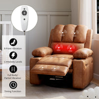 Garvee 27" Width Electric Power Oversized Rocker Swivel Recliner Chair, USB Charger Lazy Boy for Adults, w/ Vibrating Massage and Heating, 1.5x Sponge Filling for Living Room, Bedroom and Nursery