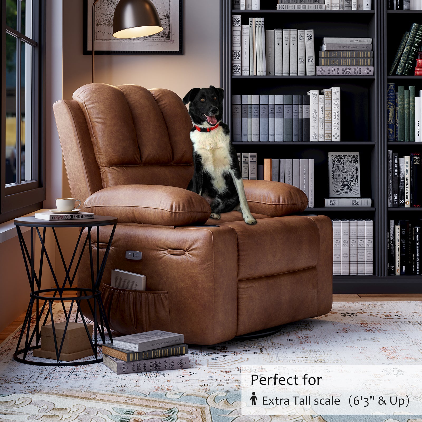 Garvee 27" Width Electric Power Oversized Rocker Swivel Recliner Chair, USB Charger Lazy Boy for Adults, w/ Vibrating Massage and Heating, 1.5x Sponge Filling for Living Room, Bedroom and Nursery