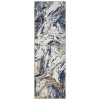 Garvee Modern Runner Rug 2x6 Machine Washable Rug, Non-Slip Abstract Floor Carpet, Low Pile Faux Wool Bedside Rug, Foldable Accent Rug for Entryway, Bathroom, Laundry Room, Bedroom, Blue