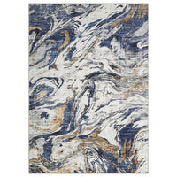 Garvee Modern Abstract Area Rug 10x13 Large Machine Washable Rug, Non Slip Faux Wool Soft Floor Carpet, Low Pile Foldable Accent Rug for High Traffic Areas in Living Room, Bedroom, Blue