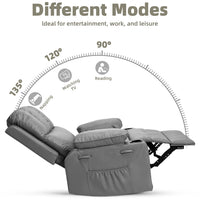 Garvee Oversized Recliner Chair with Heat and Massage, 360° Swivel, Manual Rocking, PU Leather, Cup Holder, for Living Rooms and Nurseries, Gray