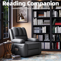 Garvee Oversized Recliner Chair with Heat and Massage, 360° Swivel, Manual Rocking, PU Leather, Cup Holder, for Living Rooms and Nurseries, Gray