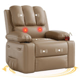 Garvee Recliner Chairs with Heat and Massage, 360° Swivel Lazy Recliner Chair for Elderly, Ergonomic Rocking Chair with Cup Holder for Living Rooms, Bedrooms and Nurseries - Tan - Tan