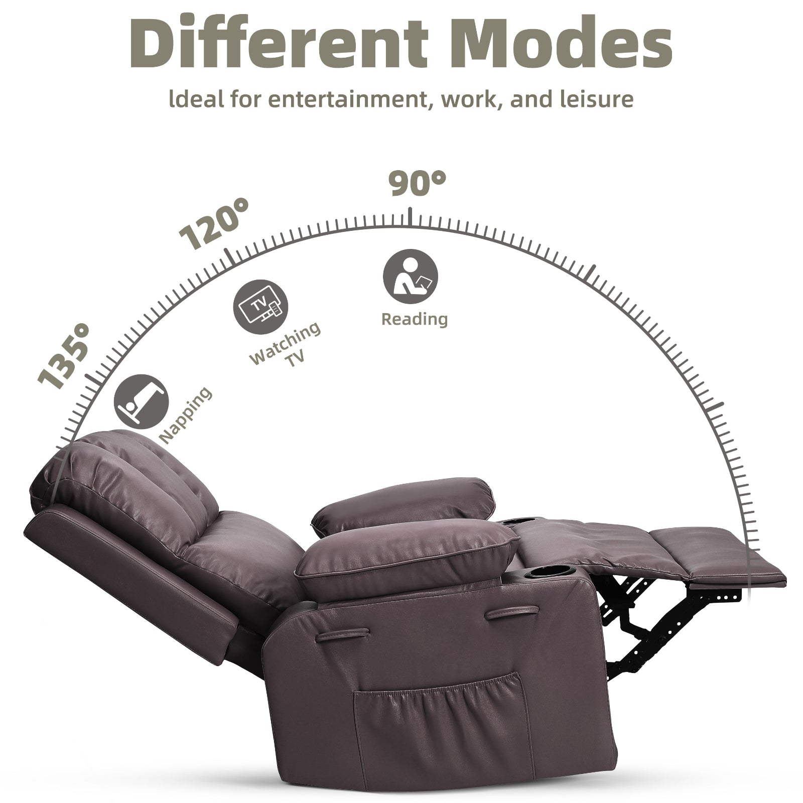 Garvee Oversized 27" Recliner Chairs with Heat and Massage, 360° Swivel Lazy Boy Recliner Chair for Adults, Manual Rocking Chair with Cup Holder for Living Rooms, Bedrooms and Nurseries, Coffee