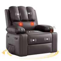 Garvee Oversized 27" Recliner Chairs with Heat and Massage, 360° Swivel Lazy Boy Recliner Chair for Adults, Manual Rocking Chair with Cup Holder for Living Rooms, Bedrooms and Nurseries, Coffee