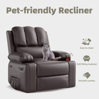 Garvee Oversized Recliner Chairs with Heat and Massage - 360° Swivel Lazy Boy Recliner Chair for Adults- Manual Rocking Chair with Cup Holder for Living Rooms, Bedrooms and Nurseries - Coffee