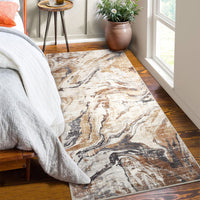 Garvee 2x6 Machine Washable Runner Rug, Non-Slip Floor Carpet, Modern Abstract Bedside Rug, Low Pile Foldable Area Rug, Soft Rug for Entryway, Bathroom, Laundry Room, Brown
