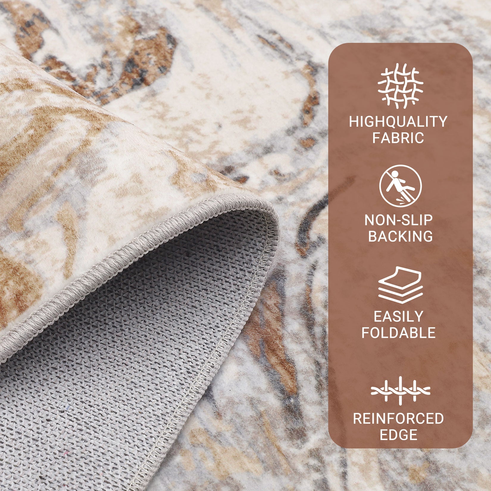 Garvee 2x6 Machine Washable Runner Rug, Non-Slip Floor Carpet, Modern Abstract Bedside Rug, Low Pile Foldable Area Rug, Soft Rug for Entryway, Bathroom, Laundry Room, Brown