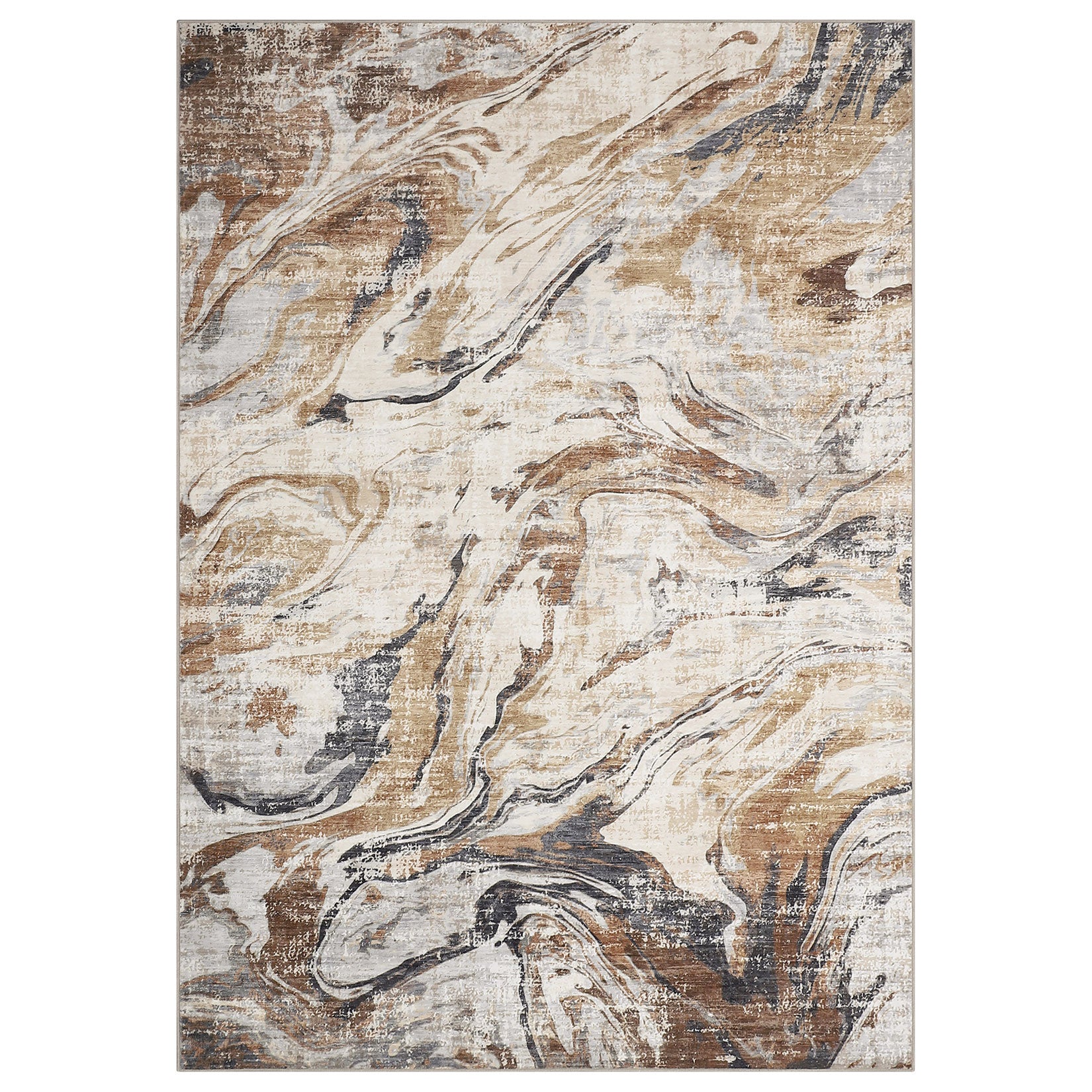 Garvee Machine Washable Area Rug 8x10 Living Room Floor Carpet, Non-Slip Soft Rug, Low Pile Modern Abstract Rug, Foldable Nursery Rug for Bedroom, Dining Room, Office, Brown