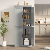 Garvee Freestanding Kitchen Pantry Storage Cabinet with Doors and Adjustable Shelves, Grey - Grey