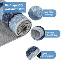 Garvee 10x13 Modern Bordered Area Rug Distressed Blue Rug Non Slip Non Shedding Floor Carpet Soft Low Pile Rug, Large Washable Thin Rug, Foldable Printed Rug for Living Room, Bedroom, Office