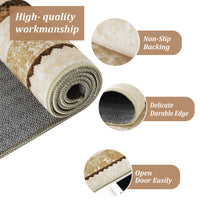 Garvee Large Modern Bordered Area Rug 8x10 Washable Thin Rug Soft Non Slip Floor Carpet Non Shedding Low Pile Rug, Contemporary Distressed Rug, Decorative Rug for Living Room, Bedroom, Beige