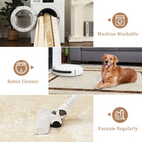 Garvee Large Modern Bordered Area Rug 8x10 Washable Thin Rug Soft Non Slip Floor Carpet Non Shedding Low Pile Rug, Contemporary Distressed Rug, Decorative Rug for Living Room, Bedroom, Beige