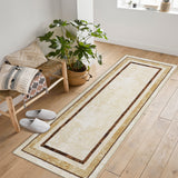 Garvee Modern Bordered Kitchen Runner Rugs Non Skid Washable Non-Slip Ultra-Thin Bathroom Rug Runner, Soft Carpet Runner for Entryway Laundry Room Bedroom Beige 2*6ft - Beige