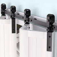Garvee 60 in Bifold Sliding Barn Door Hardware Track Kit, Side Mounted Black Roller, Smoothly and Quietly, Easy Install, Heavy Duty, Up to 400 LBS, Bifold Door Hardware for 4 Doors (Door Not Included)