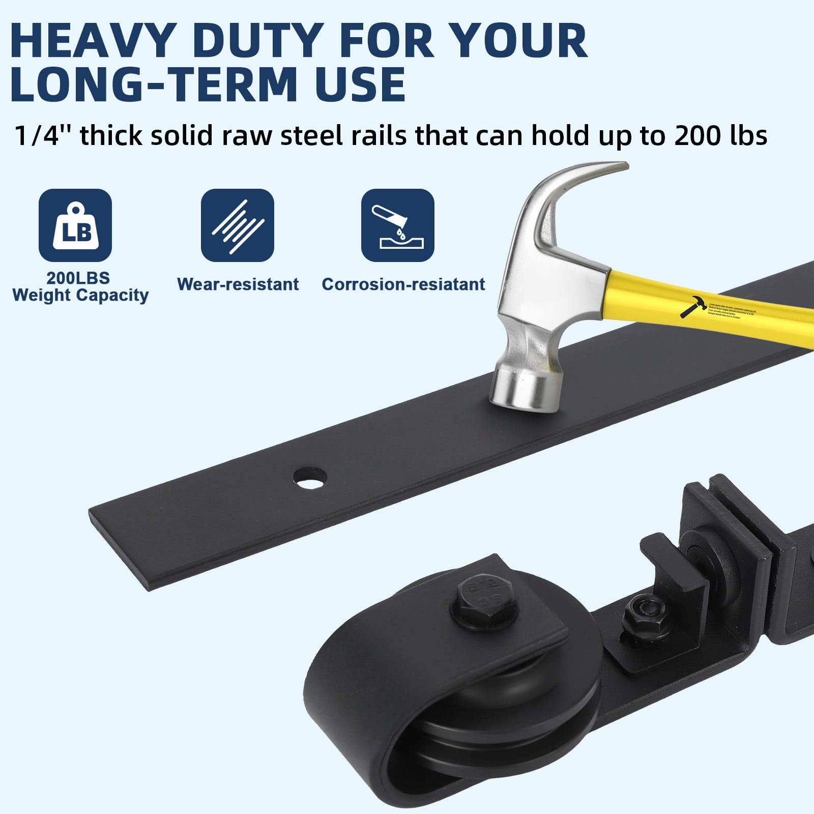 Garvee 60 in Bifold Sliding Barn Door Hardware Track Kit, Side Mounted Black Roller, Smoothly and Quietly, Easy Install, Heavy Duty, Up to 400 LBS, Bifold Door Hardware for 4 Doors (Door Not Included)