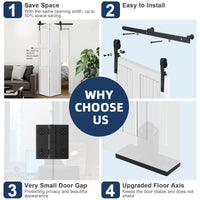 Garvee 60 in Bifold Sliding Barn Door Hardware Track Kit, Side Mounted Black Roller, Smoothly and Quietly, Easy Install, Heavy Duty, Up to 200 LBS, Bifold Door Hardware for 2 Doors (Door Not Included)