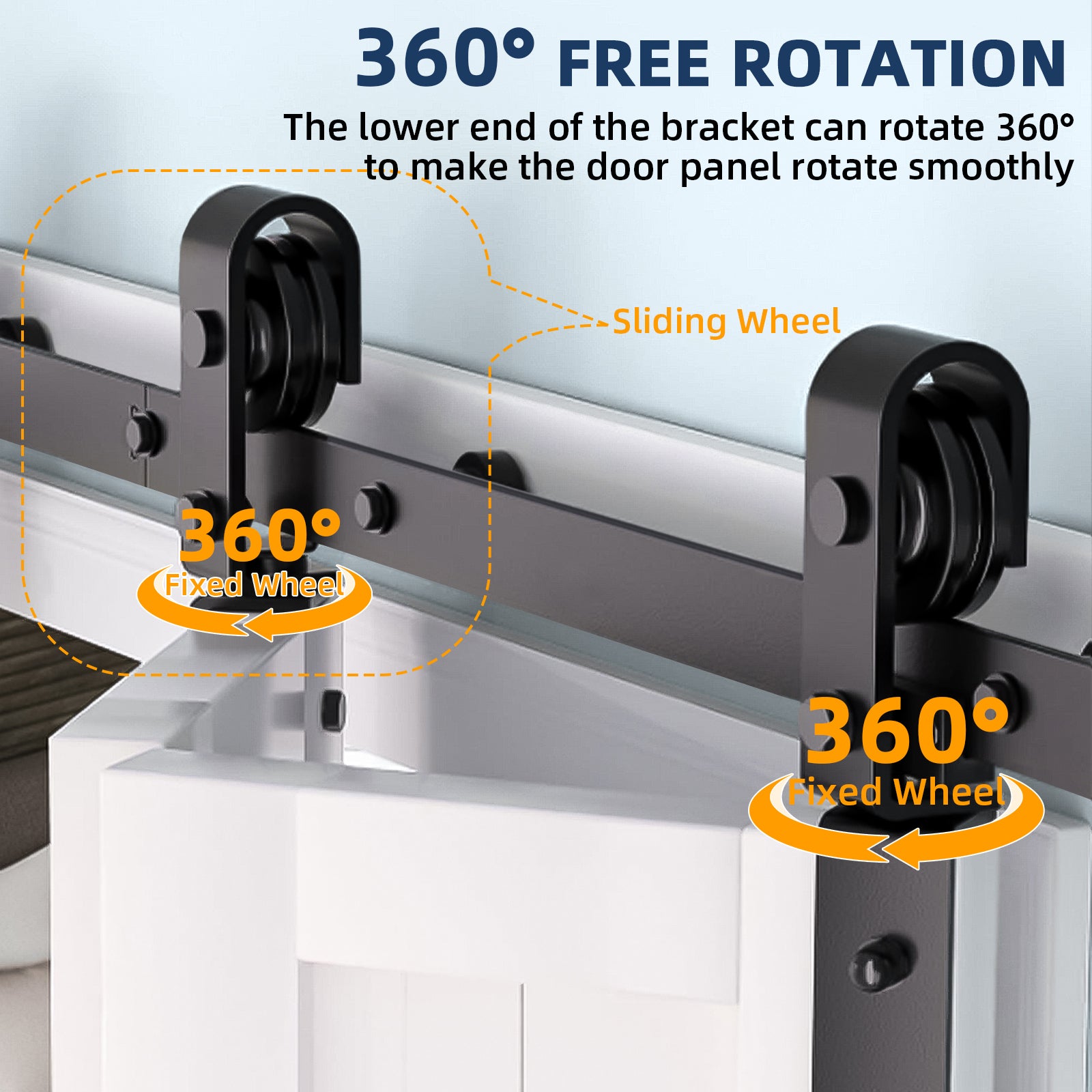 Garvee 36" Bifold Sliding Barn Door Hardware Track Kit, Side Mounted Black Roller, Smoothly and Quietly, Assembly Easy, Fit Double 12" Bi-Folding Doors (Door Not Included)