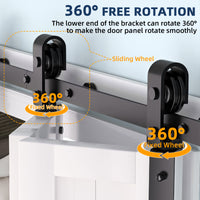 Garvee 60 in Bifold Sliding Barn Door Hardware Track Kit, Side Mounted Black Roller, Smoothly and Quietly, Easy Install, Heavy Duty, Up to 200 LBS, Bifold Door Hardware for 2 Doors (Door Not Included)
