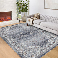 Garvee Persian Grey 5x7 Area Rugs for Living Room Print Distressed Indoor Floor Rug Washable Rug Non Slip Vintage Rug for Bedroom Dining Room