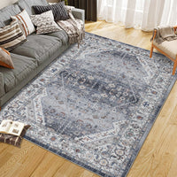 Garvee Persian Grey 5x7 Area Rugs for Living Room Print Distressed Indoor Floor Rug Washable Rug Non Slip Vintage Rug for Bedroom Dining Room