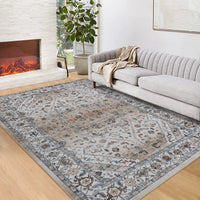 Garvee Persian Light Brown 5x7 Area Rugs for Living Room Print Distressed Indoor Floor Rug Washable Rug Non Slip Vintage Rug for Bedroom Dining Room