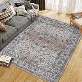 Garvee Persian Light Brown 5x7 Area Rugs for Living Room Print Distressed Indoor Floor Rug Washable Rug Non Slip Vintage Rug for Bedroom Dining Room - Light Brown