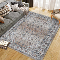 Garvee Persian Light Brown 5x7 Area Rugs for Living Room Print Distressed Indoor Floor Rug Washable Rug Non Slip Vintage Rug for Bedroom Dining Room