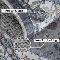 Garvee Persian Grey 5x7 Area Rugs for Living Room Print Distressed Indoor Floor Rug Washable Rug Non Slip Vintage Rug for Bedroom Dining Room