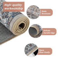 Garvee Persian Light Brown 5x7 Area Rugs for Living Room Print Distressed Indoor Floor Rug Washable Rug Non Slip Vintage Rug for Bedroom Dining Room