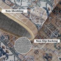 Garvee Persian Light Brown 5x7 Area Rugs for Living Room Print Distressed Indoor Floor Rug Washable Rug Non Slip Vintage Rug for Bedroom Dining Room