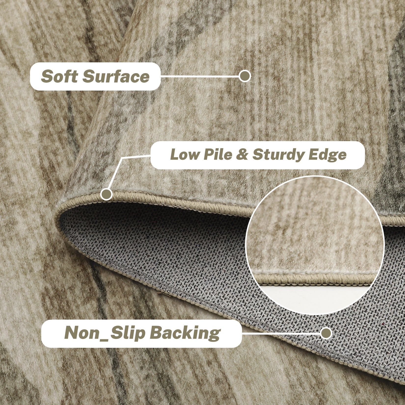 Garvee Abstract Taupe 5x7 Machine Washable Area Rug, Carpet Stain Resistant Non-Slip Accent Rug Modern Abstract Living Room Rug Floor Cover for Dining Office Bedroom