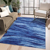 Garvee Abstract Navy Blue 9x12 Rug, Machine Washable Stain Resistant Non-Slip Carpet for Living Room & Bedroom | Modern Accent Decor